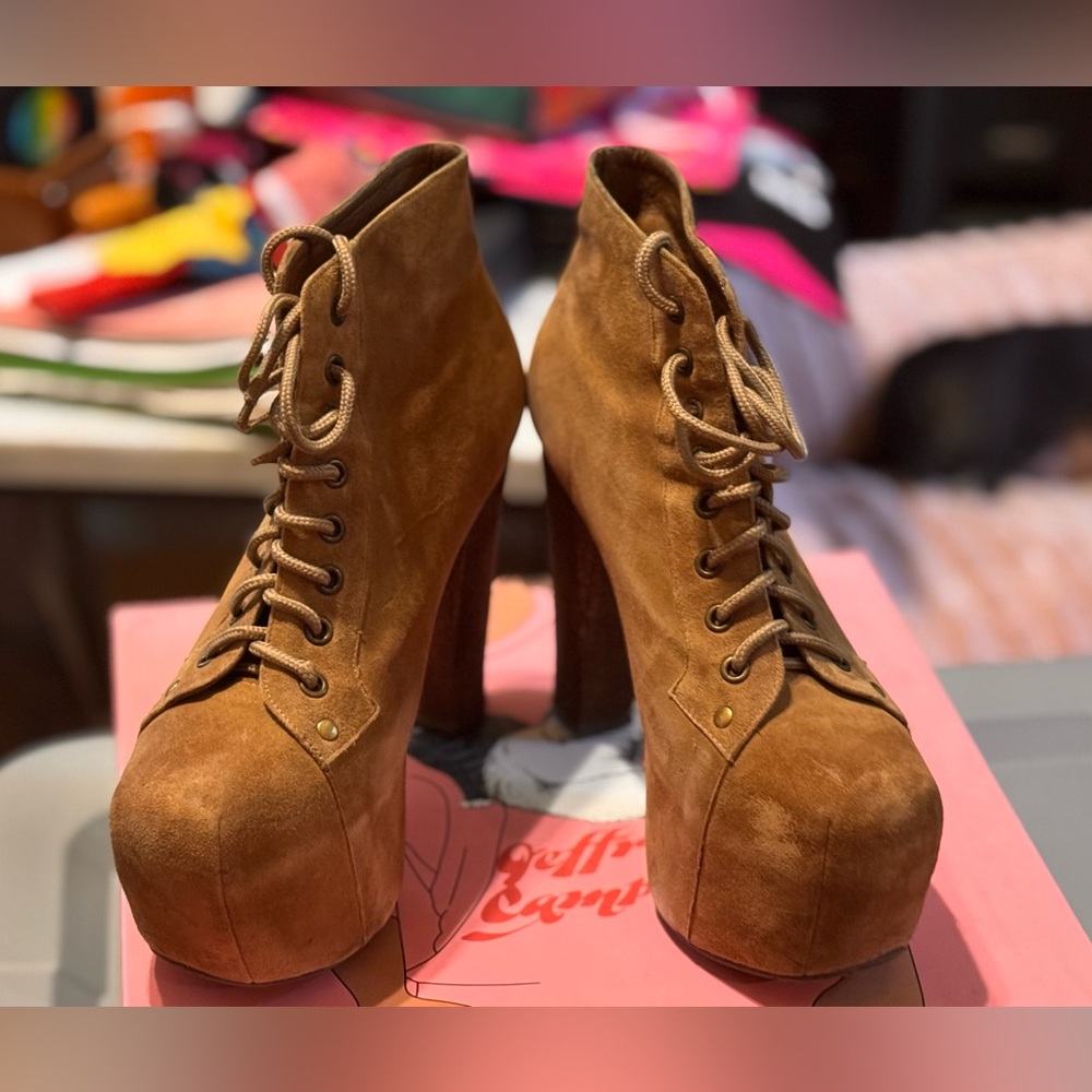Jeffrey Campbell Lita Taupe Suede Boots